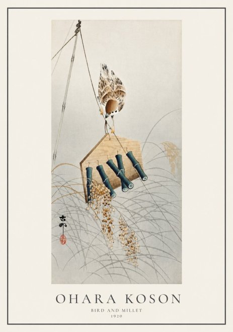 Ohara Koson Bird and Millet No1 - Affiche