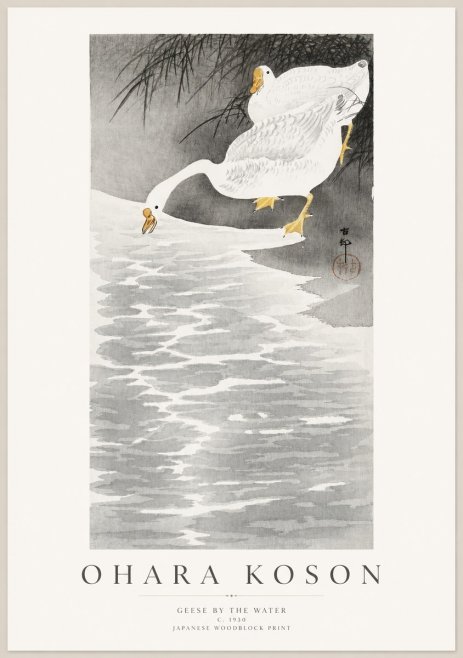 Ohara Koson Geese by the Water No1 - Affiche