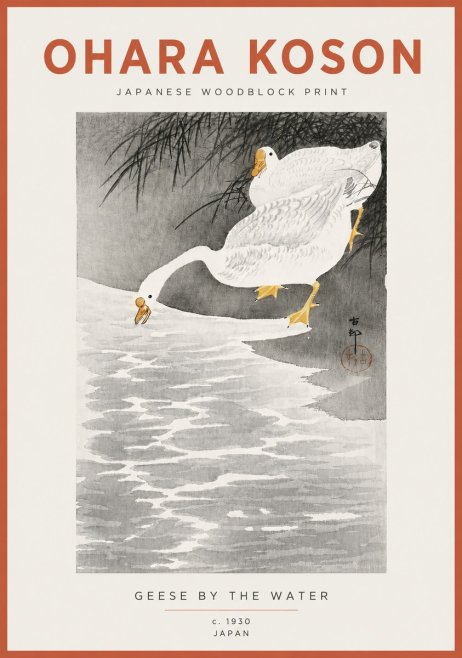 Ohara Koson Geese by the Water No4 - Affiche