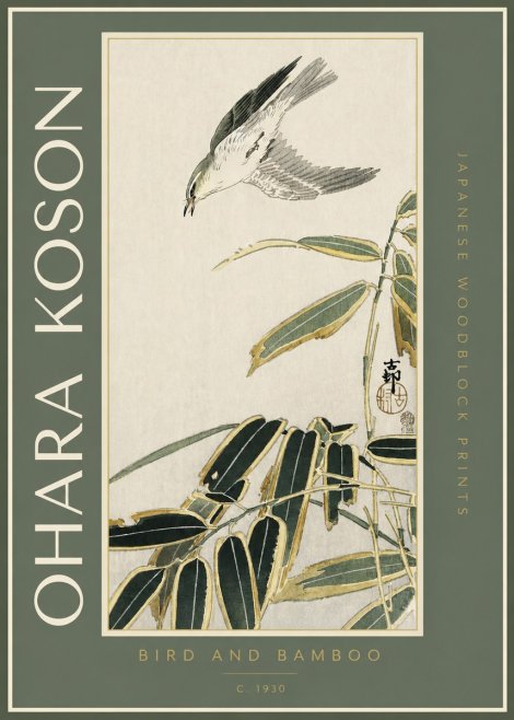 Ohara Koson Bird and Bamboo No2 - Affiche