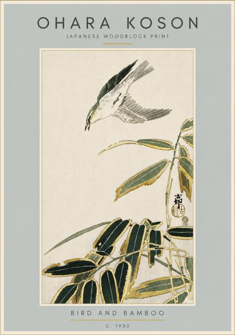 Ohara Koson Bird and Bamboo No6 - Affiche