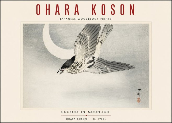 Ohara Koson Cuckoo in Moonlight No3 - Affiche
