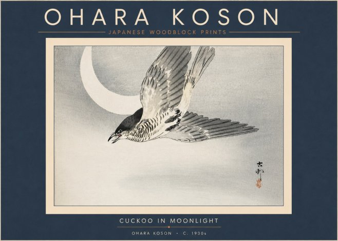 Ohara Koson Cuckoo in Moonlight No6 - Affiche