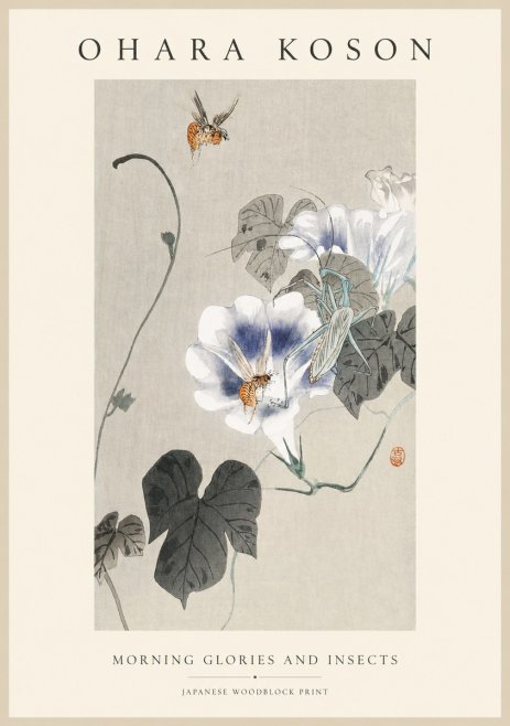 Ohara Koson Morning Glories and Insects No1 - Affiche
