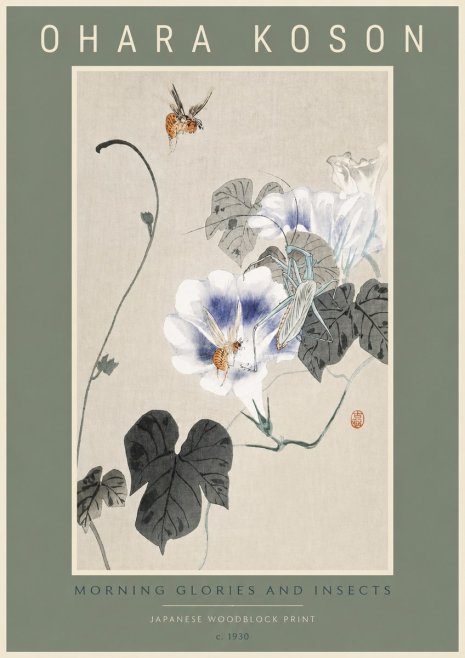 Ohara Koson Morning Glories and Insects No2 - Affiche