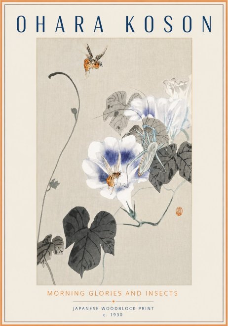 Ohara Koson Morning Glories and Insects No3 - Affiche