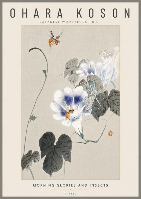 Ohara Koson Morning Glories and Insects No4 - Affiche
