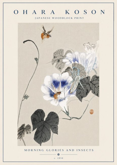 Ohara Koson Morning Glories and Insects No6 - Affiche