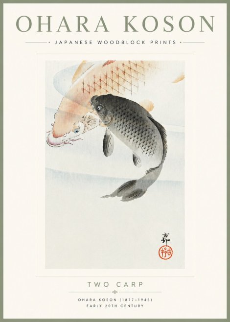 Ohara Koson Two Carp No6 - Affiche