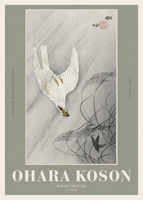 Ohara Koson Diving Falcon No2 - Affiche