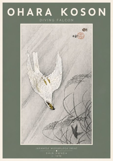 Ohara Koson Diving Falcon No4 - Affiche