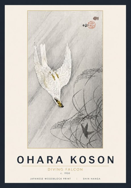 Ohara Koson Diving Falcon No5 - Affiche