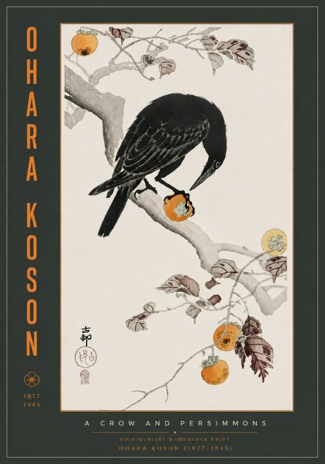 Ohara Koson A Crow and Persimmons No6 - Affiche