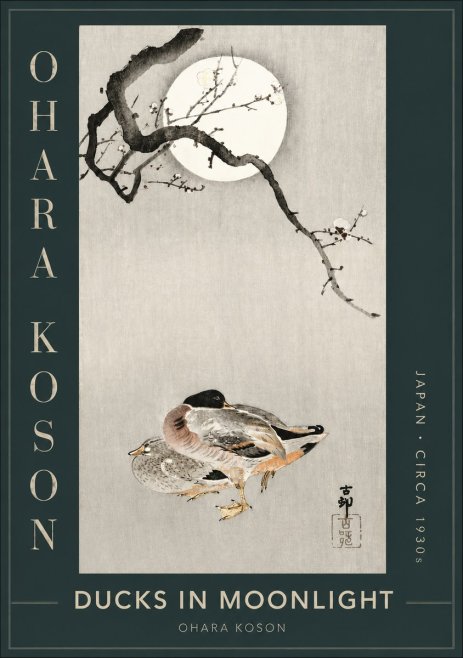 Ohara Koson Ducks in Moonlight No2 - Affiche