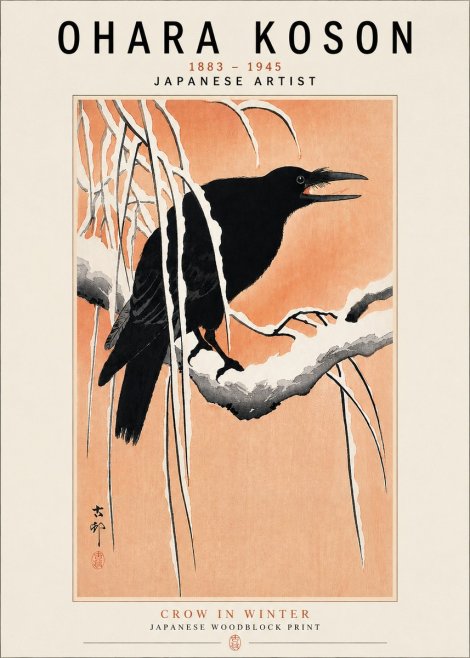 Ohara Koson Crow in Winter II No3 - Affiche