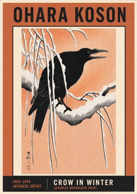 Ohara Koson Crow in Winter II No6 - Affiche