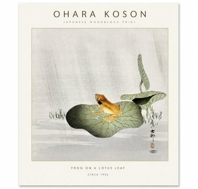 Ohara Koson Frog on a Lotus Leaf No1 - Affiche