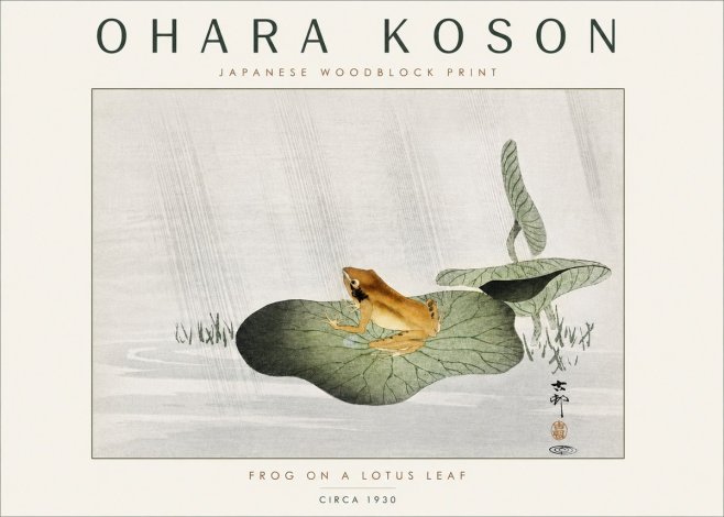 Ohara Koson Frog on a Lotus Leaf No4 - Affiche