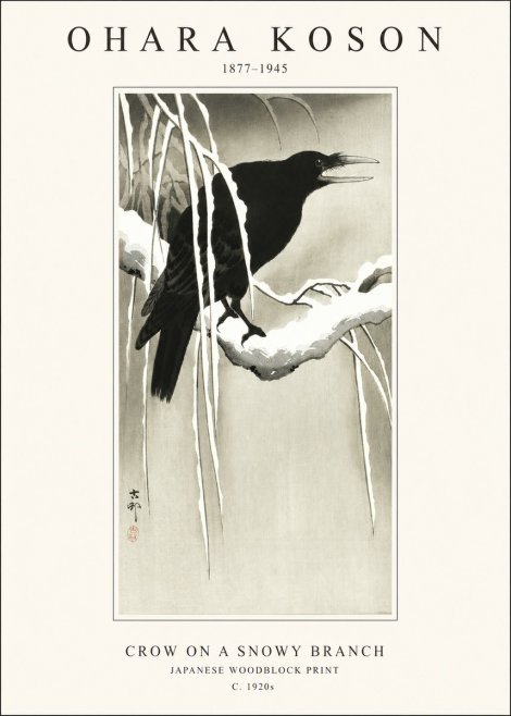 Ohara Koson Crow on a Snowy Branch III No1 - Affiche