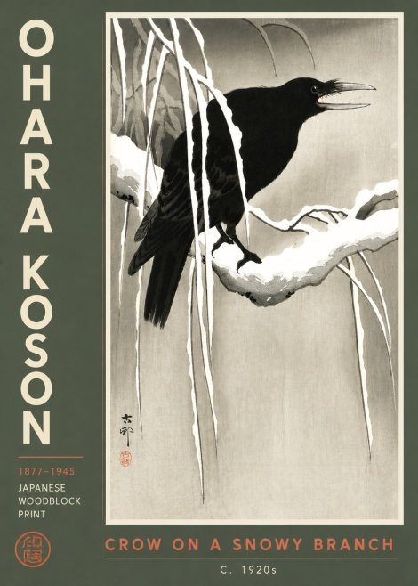 Ohara Koson Crow on a Snowy Branch III No3 - Affiche
