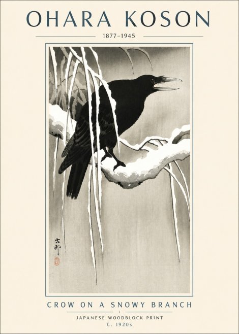 Ohara Koson Crow on a Snowy Branch III No4 - Affiche