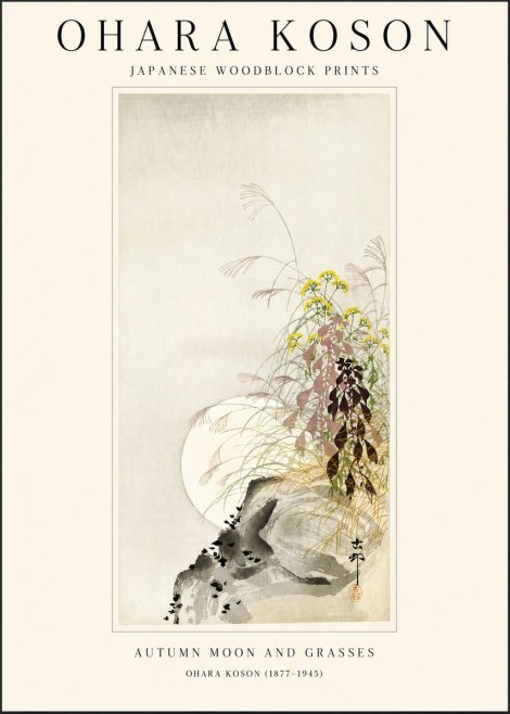 Ohara Koson Autumn Moon and Grasses No1 - Affiche