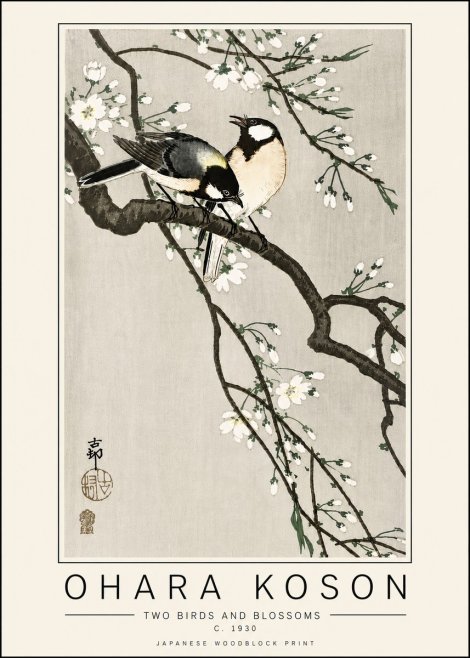 Ohara Koson Two Birds and Blossoms II No6 - Affiche
