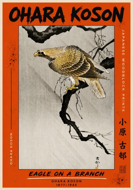 Ohara Koson Eagle on a Branch II No4 - Affiche