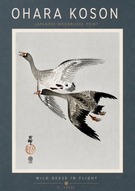 Ohara Koson Wild Geese in Flight III No6 - Affiche