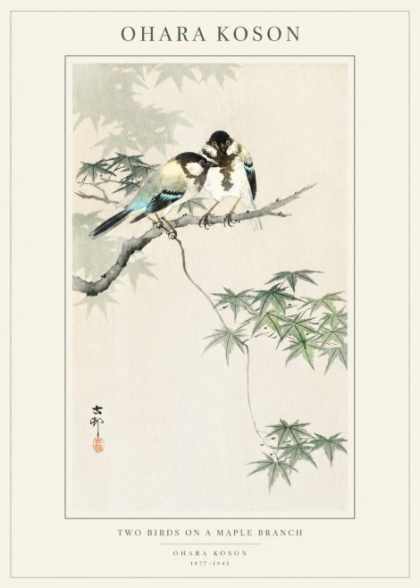Ohara Koson Two Birds on a Maple Branch No1 - Affiche