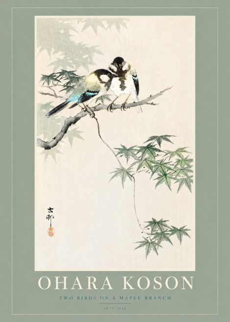 Ohara Koson Two Birds on a Maple Branch No2 - Affiche