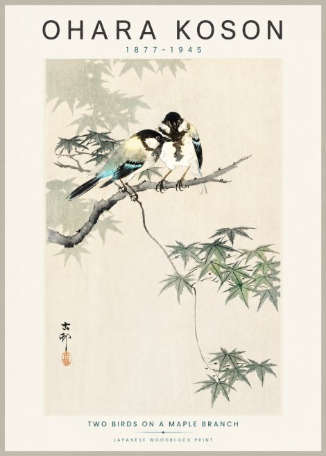 Ohara Koson Two Birds on a Maple Branch No3 - Affiche