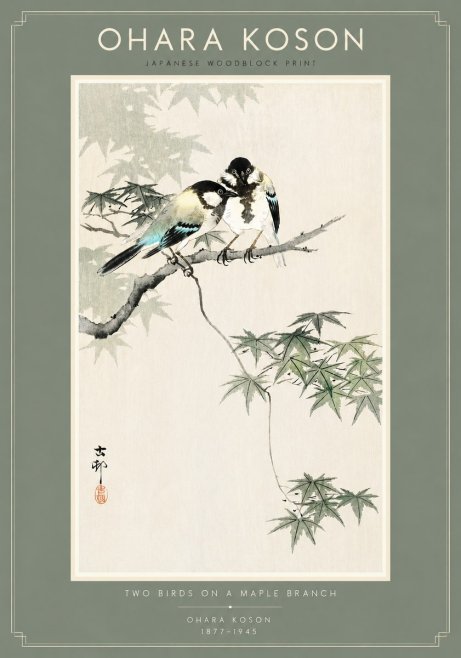 Ohara Koson Two Birds on a Maple Branch No4 - Affiche