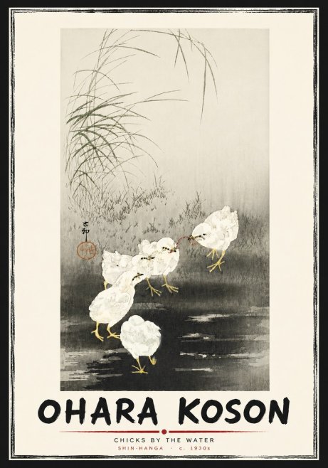 Ohara Koson Chicks by the Water No5 - Affiche