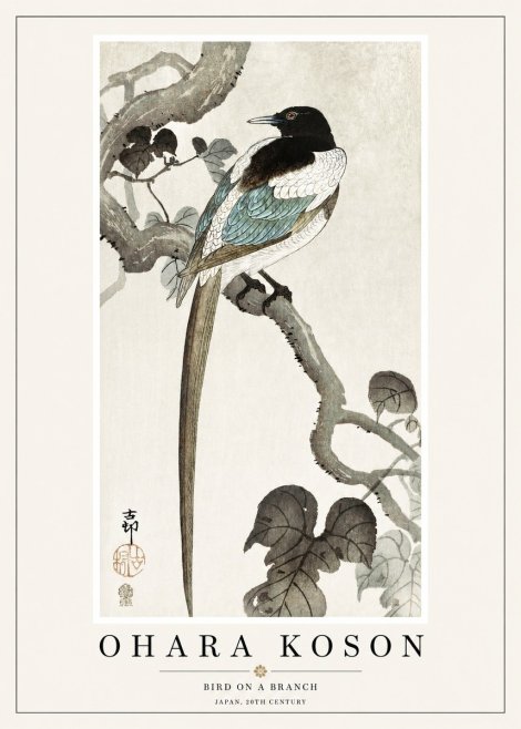 Ohara Koson Bird on a Branch IV No1 - Affiche