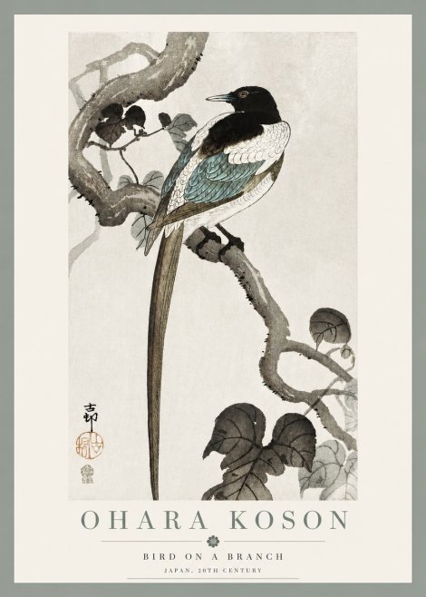 Ohara Koson Bird on a Branch IV No3 - Affiche