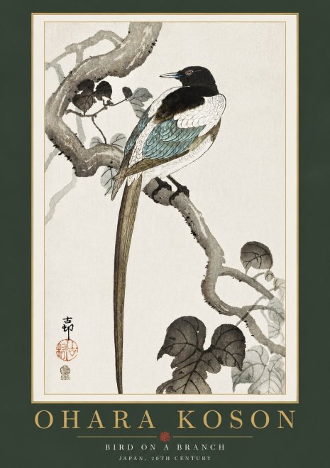 Ohara Koson Bird on a Branch IV No4 - Affiche