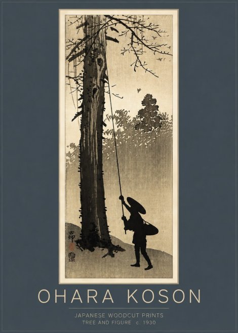 Ohara Koson Tree and Figure No3 - Affiche