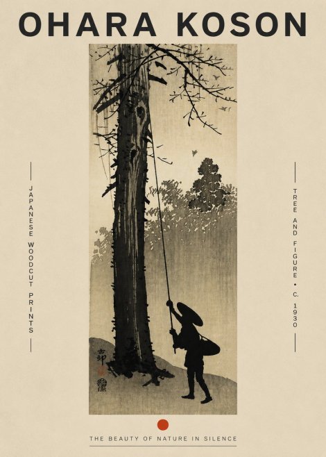 Ohara Koson Tree and Figure No4 - Affiche