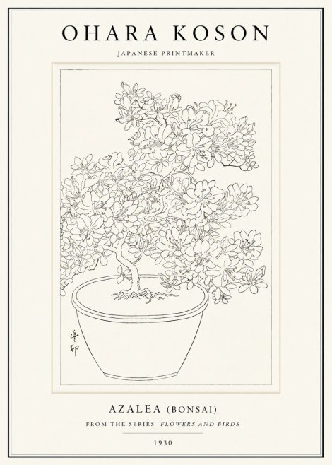 Ohara Koson Azalea (Bonsai) No1 - Affiche