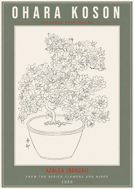 Ohara Koson Azalea (Bonsai) No2 - Affiche