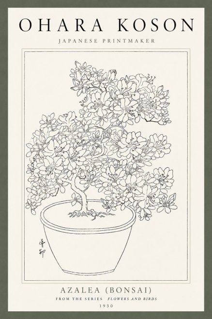 Ohara Koson Azalea (Bonsai) No4 - Affiche