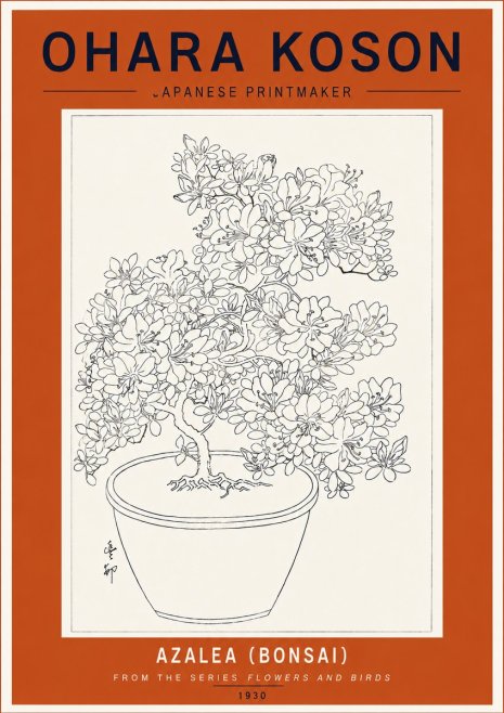 Ohara Koson Azalea (Bonsai) No5 - Affiche