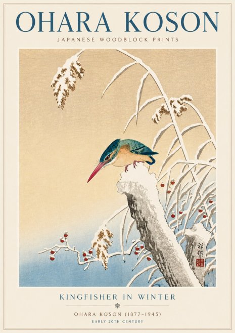 Ohara Koson Kingfisher in Winter II No5 - Affiche