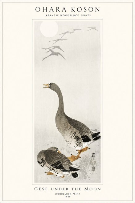 Ohara Koson Gese Under the Moon No1 - Affiche
