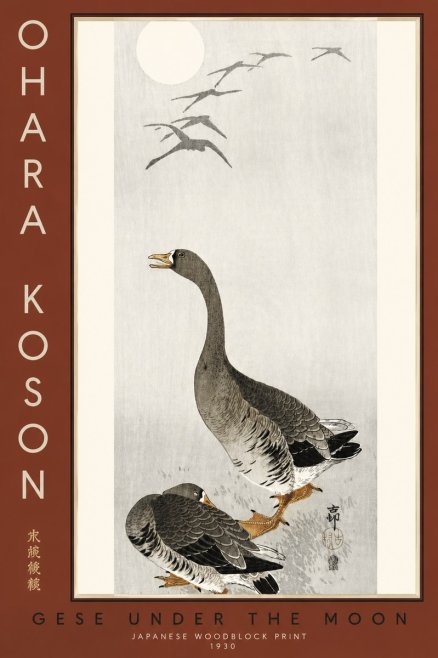 Ohara Koson Gese Under the Moon No3 - Affiche