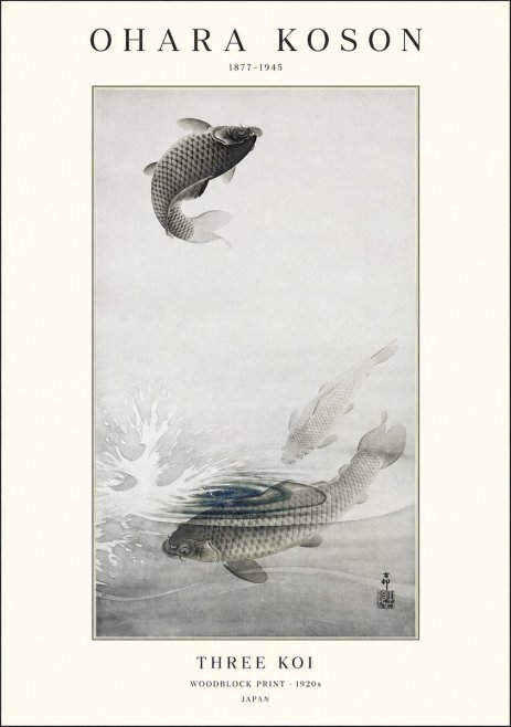 Ohara Koson Three Koi No1 - Affiche