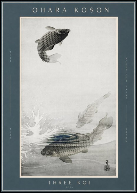 Ohara Koson Three Koi No2 - Affiche
