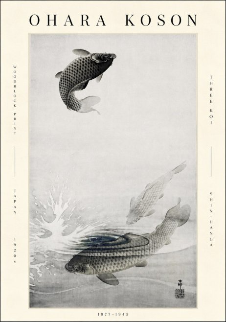 Ohara Koson Three Koi No3 - Affiche