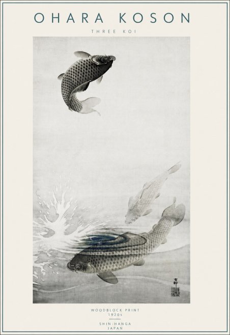 Ohara Koson Three Koi No4 - Affiche